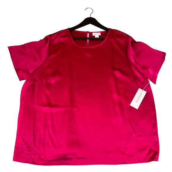 Liz Claiborne Womens Top XXL Pink Short Sleeve Career Blouse New NWT - Picture 1 of 9